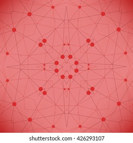 Vector Red Technology Background with Particle, Molecule Structure. Genetic and Chemical Compounds. Communication Concept. Space and Constellations.