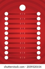 Vector red template for soccer tournament or league match results. Football illustration.