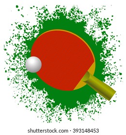 Vector Red Tennis Racket and Plastic Ball