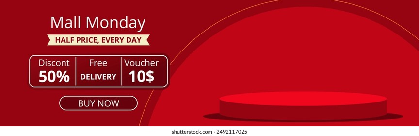 vector red theme discount promotion banner