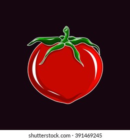 Vector red tomato illustration. Eco, organic, healthy farm and food elements.