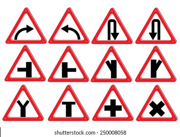 Vector red  traffic sign isolated on white background