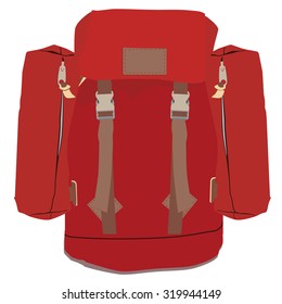 Vector ill?stration red travel bag, baggage or sport sack. Bag with zipper
