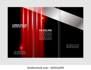 Vector red tri-fold brochure design template
