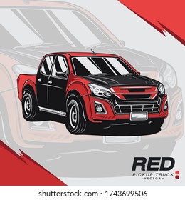 Vector red truck pickup truck
