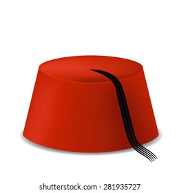 Vector Red Turkish Hat Isolated on White Background