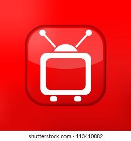 Vector red tv icon. Eps10. Easy to edit