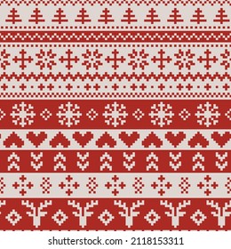 Vector red ugly Christmas jumper seamless pattern background. Ideal for Christmas gifts and decorations. Perfect for fabric, wallpaper, wrapping, scrapbooking and stationery. Surface pattern design.