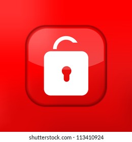 Vector red unlock icon. Eps10. Easy to edit