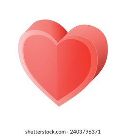 Vector red valentine heart icon isometric of red valentine heart vector.