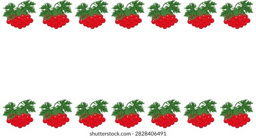 Vector red viburnum Empty Frame isolated white background. Perfect vector viburnum Frame with copy space for text. Ideal botany folk banner background template design. EPS 10