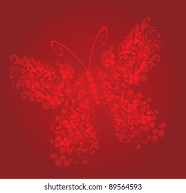 vector red vintage butterfly