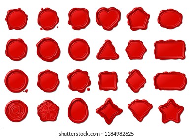 vector red vintage isolated wax seal stamps set
