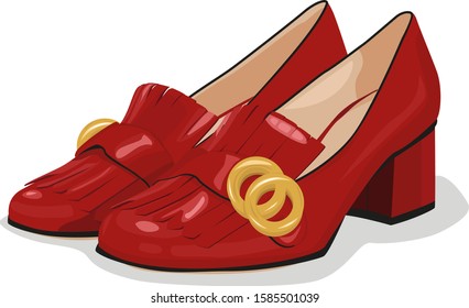 vector red vintage shoes high heels