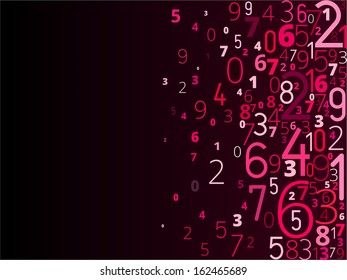 Vector red violet background  from different numbers typography from right