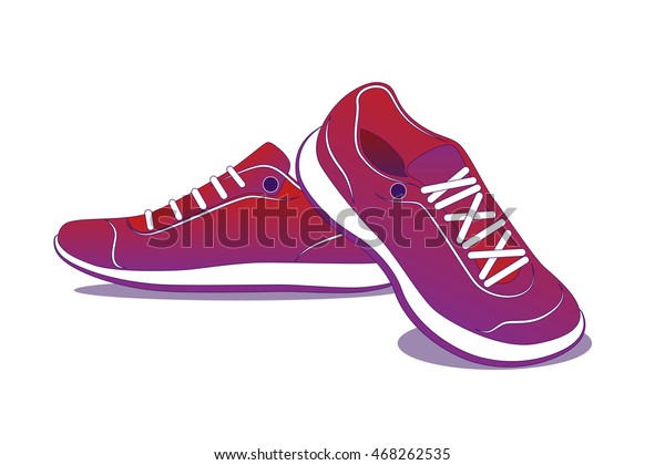 Vector Red Violet Sneakers Illustration Sport Stock Vector Royalty Free