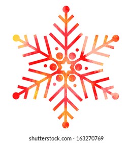 Vector red watercolor snowflake