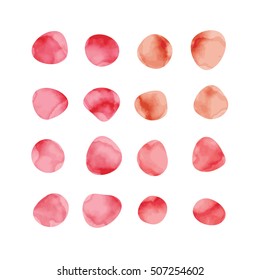 Vector Red Watercolor Spots. Stained Petals. Hand Painted Circles Collection.