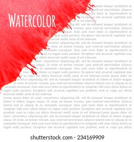 Vector red watercolour background.  Hand drawn design element.