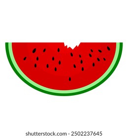 vector red watermelon slices. watermelon. fruit theme. flat design. simple design. cartoon style. watermelon taste. bite marks