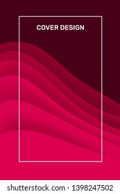 Vector red wave 3d carving art background with frame. Creative abstract paper cut shapes concept. Template composition layout design for web, site, vertical banner, poster, business presentation