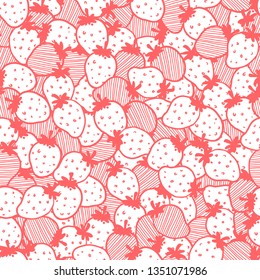Vector Red and White Abstract Strawberry Seamless Pattern