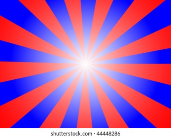 Vector Red White and Blue Sunburst Background