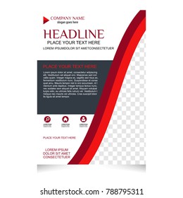 Vector Red and White Brochure Flyer design Layout template, size A4, Curve design, Blue color front page and back page, infographics.Easy to use and edit.