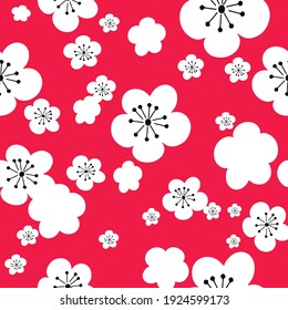 Flores de cerezo rojo vectorial sakura, fondo de patrón sin fisuras, perfecto para la reserva de recortes, tejido, proyecto de papel tapiz