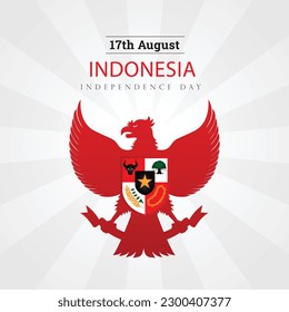 Vector red and white color Flat design,  17th August Indonesia Independence Day concept.