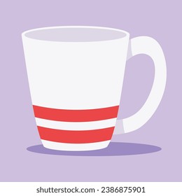 Vector red and white cup of milk cartoon vector illustration on a white background