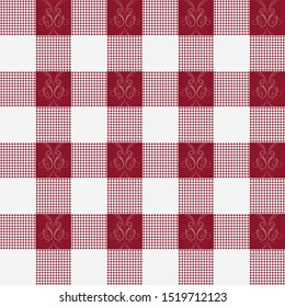Vector red and white Gingham Check Seamless Pattern illustration for printing on paper, wallpaper, covers, textiles, fabrics, for decoration, decoupage, and other.