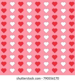 Vector Red and white hearts , Valentines Day sameless background card
