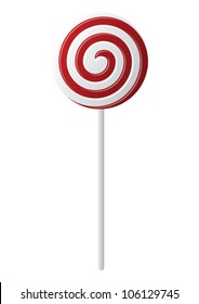 Vector red and white lollipop on plain background