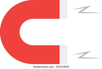 Vector red and white magnet attracts.