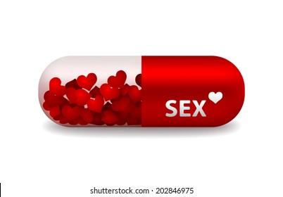 vector red and white pill of sex with light shadow