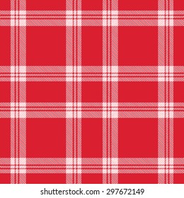 Vector red and white plaid tartan pattern background