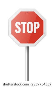 Vector Red and White Round Prohibition Sign Icon. Stop Traffic Sign Frame Closeup Isolated on a White Background. Traffic Road Plate, Sign Design Template, Front View