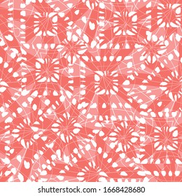 Vector red and white shibori abstract squares overlap patten. Suitable for textile, gift wrap and wallpaper.