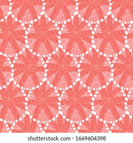 Vector red and white shibori abstract teardrop scales pattern with spiderweb detail. Suitable for textile, gift wrap and wallpaper.