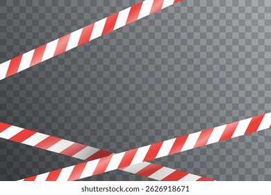Vetor vermelho e branco listrado fita de aviso, acidente de trânsito, área em construção ou modelo de barreira de segurança cena do crime