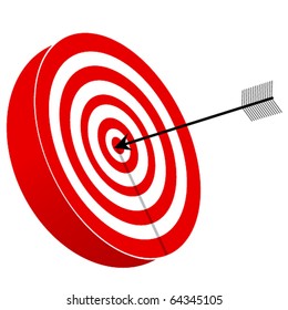 Vector red and white target board with arrow