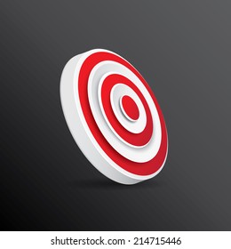 vector red and white target icon on black. vector glossy target symbol design element