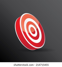 vector red and white target icon on black. vector glossy target symbol design element