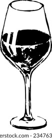 Vector red wine in a glass. Alcoholic drink hand-drawn illustration isolated on white background. Concept for wine list, label, banner, menu, flyer, brochure template.