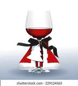 Vector of Red wine glass with Christmas coat. Christmas party