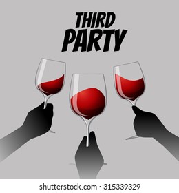 vector red wine glass illustration. party with friend idea