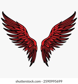 Vector RED Wings Icon. Vintage Angel Wings Icon, Design Template, Clipart. Cupid, Angel or Bird Wings. Vector illustration.