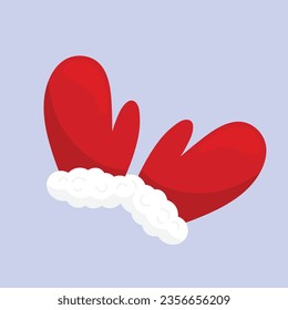 Mmitones de punto de invierno rojo vectorial en una ilustración de navidad plana aislada por vectores de cuerda