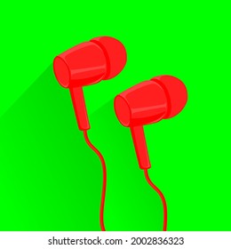 vector of red wired earphones, with background. Earphones icon vector. Vector EPS 10